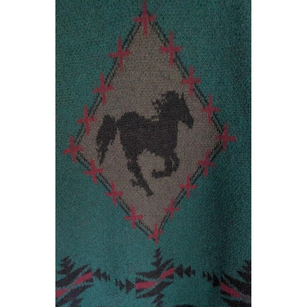 Vtg Coldwater Creek 100% Wool Horse Print Jacket Western Aztec Cowgirl USA M - Picture 13 of 13